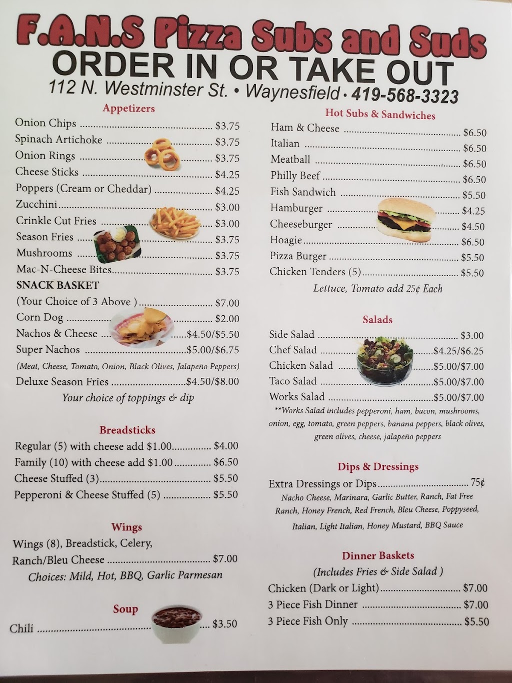 Fans Pizza | 112 N Westminster St, Waynesfield, OH 45896 | Phone: (419) 568-3323