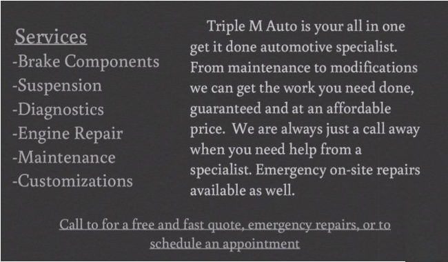 Triple M Auto | 8932 Hubbard Valley Rd, Seville, OH 44273 | Phone: (330) 461-7816