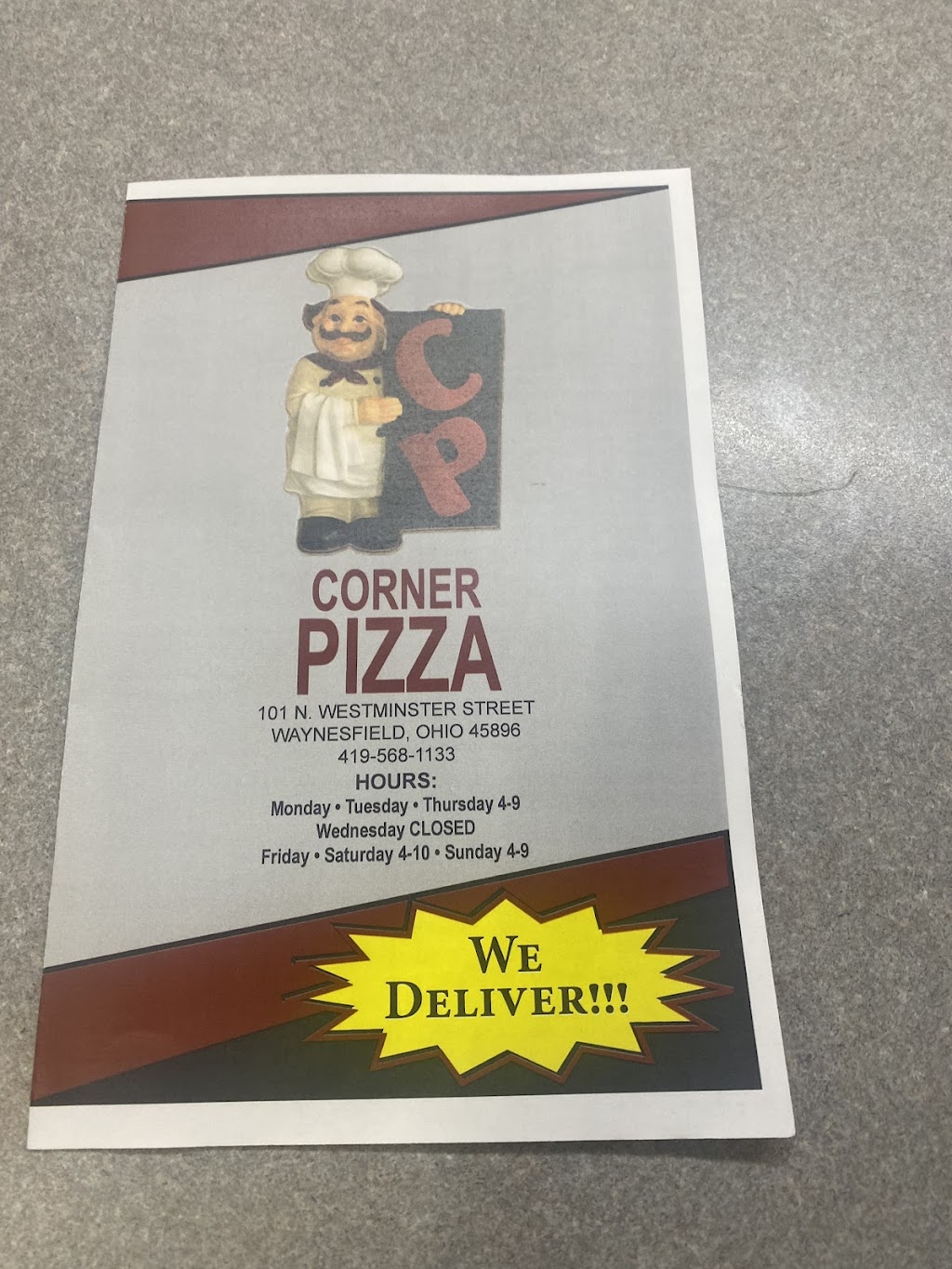 Corner Pizza & Subs | 101 N Westminster St, Waynesfield, OH 45896 | Phone: (419) 568-1133