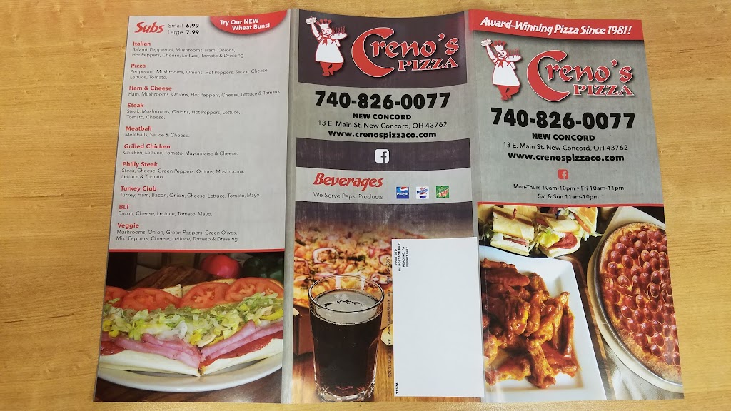 Crenos Pizza | 13 E Main St, New Concord, OH 43762 | Phone: (740) 826-0077